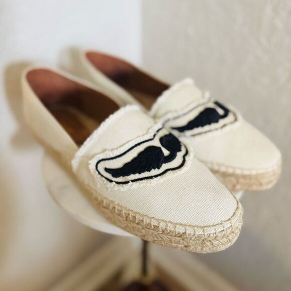 Zadig & Voltaire Canvas Espadrille Slip on Flat,‎ Cream/Black, Size 11, NWOT - Picture 1 of 16